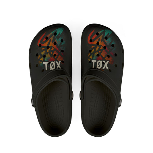 TØX One Black and Red Clogs